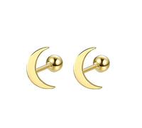 Boucle D Oreille Acier, Clous et Puces Forme de lune en Acier inoxydable pour Femmes, Or