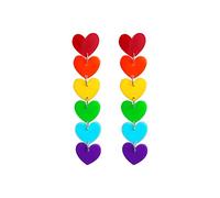 Boucle D Oreille Arc-en- rouge orange jaune vert bleu violet six couleurs acrylique glands d'oreilles en forme de coeur (Camouflage, One Size)