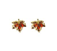 Boucle D Oreille d'oreilles feuille d'érable goutte d'eau scintillant luxe léger petit romantisme automne et hiver d'oreilles aiguille argent femme Attache Boucle D'Oreille ( Khaki, One Size)