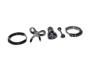 Boucle d ' oreille en forme d ' en cœur nerveux Element22, gristle en acier pour étudiant, accent de pierre foncée, ajout de mode alternative, bijoux en os de foncé