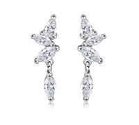 Boucle D Oreille Femme, Boucle D'Oreille Clou Zirconium Plaqué Argent Larme 6X6.5mm pour Nouvelle Année Bijoux