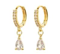 Boucle D Oreille Femme, Boucle D'Oreille Femme Blanche Plaqué Or Zircone Cubique Boucles D'Oreilles Pendantes pour Anniversaire Bijoux
