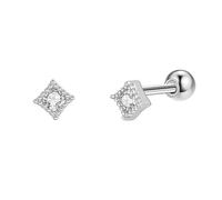 Boucle D Oreille Femme, Clou Argent 925 Boucle D'Oreille Or Blanc Zircone Cubique Rond pour Fiançailles Bijoux