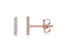 Boucle D Oreille Femme, Clou D'Oreille Or Rose Plaqué Or Rose Zircone Cubique Bâton pour Saint Valentin Bijoux