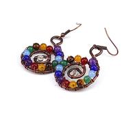 Boucle D 'Oreille Femme,Vintage 7 Chakra Boucles D'Oreilles Avec Enroulement De Fil Spirale Pendentif Dangle Crochet Boucles D'Oreilles Pierre Précieuse Cristal Reiki Équilibre Chakra Bijoux Cadea