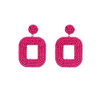 Boucle D Oreille Homme d'oreilles pendantes perlées à la main perle de rocaille coeur cerceau d'oreilles bohême déclaration boucle d'oreille goujons pour femmes filles (One Size)