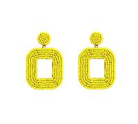 Boucle D Oreille Homme d'oreilles pendantes perlées à la main perle de rocaille coeur cerceau d'oreilles bohême déclaration boucle d'oreille goujons pour femmes filles (Yellow, One Size)