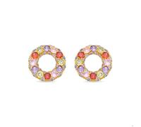 LUXENTER Kahaylo Boucles d'oreilles en alliage de métal avec zircon multicolore finition or jaune 18 carats couleur multicolore petites boucles d'oreilles style couleurs bijoux pour femme
