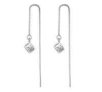 Boucle D Oreille Mariage, Boucle D Oreille Pendantes Argenté Plaqué Argent Petits Carrés avec Zircon 8mm pour Femme Fête Des Pères Bijoux