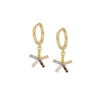 Boucle D Oreille Mariage, Créoles Argent Sterling Or Pendentif Étoile de Mer en Zircone Cubique Colorée pour Femme Saint Valentin Bijoux