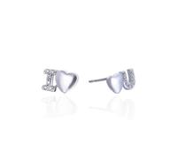 Boucle D Oreille Mariage Femme, Clou Argent 925 Boucle D'Oreille Zircone Cubique "Je T'Aime" 17.2X1.9mm pour Mariage Bijoux