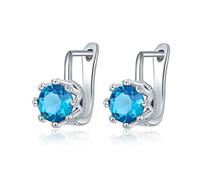 Boucle D Oreille Mariage Femme, Clou D'Oreille Bleu Zircon Aaa Rond Incrusté à Huit Griffes pour Graduation Bijoux