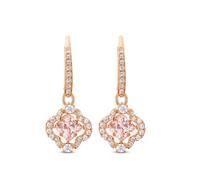 Pendants d'oreilles Una, Trèfle à quatre feuilles, Rose, Placage de ton or rosé