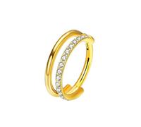 Boucle D Oreille Tragus Titane, 1pcs 16G Piercing Nez Bijoux pour les Femmes et les Hommes Créoles double couche avec une rangée de zircones cubiques, Style 2-Or, 1.2x12mm