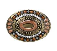 Boucle de ceinture de Bohême, boucle de ceinture de conception de cowboy occidental de style ovale de totem de pierres précieuses indiennes celtiques, boucle de ceinture en pierre d'oeil de tigre.