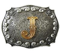 Boucle de ceinture de cow-girl style vintage avec lettre J