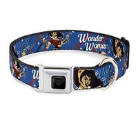 Boucle de ceinture de sécurité pour chien Wonder Woman Bombshell Bleu Rouge Blanc 38 à 66 cm 2,5 cm de large
