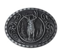 Boucle de ceinture ovale cerf faune forêt pour homme Cerf Forêt Cowboy celtique Elk Bijoux pour homme, argenté, L