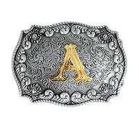 Boucle de ceinture Western Cowboy 3D Lettres de l'alphabet A à Z (sauf H et V) pour homme ou femme, a, Large