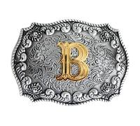 Boucle de ceinture Western Cowboy 3D Lettres de l'alphabet A à Z (sauf H et V) pour homme ou femme, b, Large