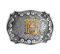 Boucle de ceinture Western Cowboy 3D Lettres de l'alphabet A à Z (sauf H et V) pour homme ou femme, E, Large