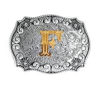 Boucle de ceinture Western Cowboy 3D Lettres de l'alphabet A à Z (sauf H et V) pour homme ou femme, F, Large