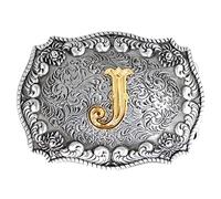 Boucle de ceinture Western Cowboy 3D Lettres de l'alphabet A à Z (sauf H et V) pour homme ou femme, J, Large