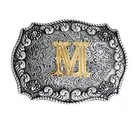Boucle de ceinture Western Cowboy 3D Lettres de l'alphabet A à Z (sauf H et V) pour homme ou femme, m, Large