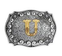 Boucle de ceinture Western Cowboy 3D Lettres de l'alphabet A à Z (sauf H et V) pour homme ou femme, U., Large
