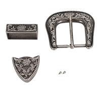 Boucle de Ceinture Western Cowboy en Alliage Sculpté à la Main, Style Vintage, Argent Antique pour Remplacement (Diamètre Intérieur 40mm)
