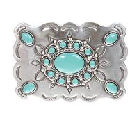 Boucle de ceinture western rectangulaire avec pierre turquoise - - taille unique