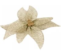 Boucle de poinsettia en lin et bois brun 15 cm