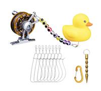 Boucle de Poisson Vivant avec Moulinet,Fishing Stringer Live Fish Lock,avec 8 PCS Acier Inoxydable Poisson Boucle,pour Équipement de pêche en Plein air,Accessoires de pêche pour Homme (Or)