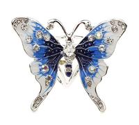 Boucle d'écharpe papillon strass émail femme bleu, as described, Plastique, comme description