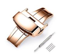 Boucle déployante en Acier Inoxydable doré/Noir/argenté/Or Rose - Fermoir de Bracelet de Montre - Couleur et Largeur (16 mm, 18 mm, 20 mm, 22 mm). 14mm Rose Gold
