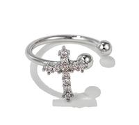 Boucle d'oreille à clipser en forme de croix de foi délicate sans perçage pour femmes, adolescentes, filles, boucles d'oreilles créoles mignonnes bijoux cadeaux d'anniversaire 1 pièce, Métal, Zircone