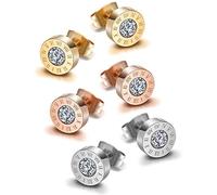 Boucle d'oreille Acier Inoxydable pour Homme Femme Or Rose Or Argent Clou Anneaux Cubique Zirconium Numérique Stud Diamant Ronde Petite Élégant Simple Classique Boucle d Oreille