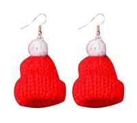 Boucle D'Oreille Anneau Nouveau Noël nouveau mignon doux tempérament laine tricot petit chapeau d'oreilles femme oreille bijoux noël laine chapeau d'oreilles Bijoux Femme Argent ( A, One Size)