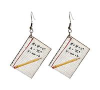 Boucle D'Oreille Anneau Teacher's Day d'oreilles Cadeau Livre Pinceau Imprimer d'oreilles Contracté Show Tempérament Bijoux Argent Femme (C, One Size)
