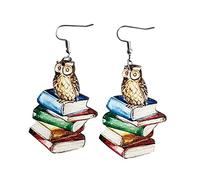 Boucle D'Oreille Anneau Teacher's Day d'oreilles Cadeau Livre Pinceau Imprimer d'oreilles Contracté Show Tempérament Bijoux Argent Femme (A, One Size)