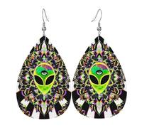 Boucle D'Oreille Arc-En-Ciel Splash Espace Alien Troisième Œil Leather Earrings Lightweight Boucles D'Oreilles Femme Rétro Boucle D'Oreilles Pendantes En Cuir Pour Femmes Filles