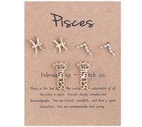 Boucle D'Oreille Argent Constellation Trois D'Oreilles Couche Cadeau Paires Bijoux De Signe Constellation Exquis 12 Zodiaques Zodiaques Horoscopes Vieil Anglais Anniversaire Lettre D'oreilles (L, L)
