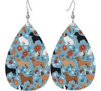 Boucle D'Oreille Border Collie Fleurs Boucles D'Oreille Pendantes Légères Leather Earrings Confortables Boucle D'Oreilles Pendantes En Cuir Pour Decorations Fête