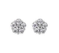 Boucle D'Oreille, Boucle D'Oreille Clou Zirconium Plaqué Argent Forme de Fleur en Étoile pour Femme Nouvelle Année Bijoux