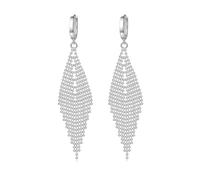 Boucle Doreille Cartilage Femme, Boucle D Oreille Pendantes Argenté Plaqué Argent Long Losange 40X10mm pour Anniversaire Bijoux