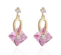 Boucle Doreille Cartilage Femme, Boucle D Oreille Pendantes Femme Doré Larme Creuse avec Losange en Zircone Cubique pour Fête Des Pères Bijoux