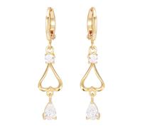 Boucle Doreille Cartilage Femme, Boucle D Oreille Pendantes Or Cœur avec Larme en Zircone Cubique Blanche 37X8mm pour Mariage Bijoux
