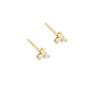 Boucle Doreille Cartilage Femme, Boucle D'Oreille Or Clous Argent Sterling S925 Triangle Géométrique en Oxyde de Zirconium Blanc 4Mm