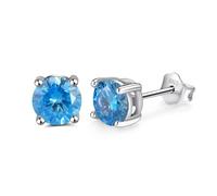 Boucle Doreille Cartilage Femme, Clou Argent 925 Boucle D'Oreille Pierre de Naissance de Mars, Oxyde de Zirconium Rond Bleu 6mm pour Graduation