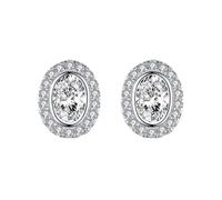 Boucle Doreille Cartilage Femme, Clou Argent 925 Boucle D'Oreille Zircone Cubique Forme Ovale 9.6X9.6mm pour Mariage Bijoux